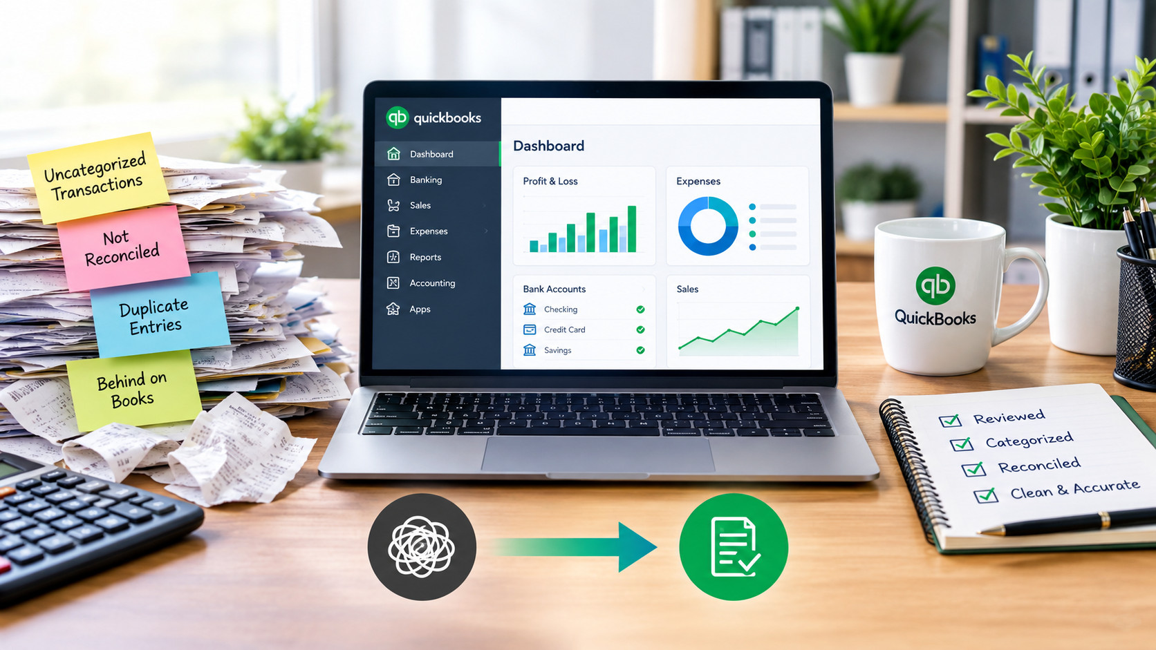 QuickBooks clean up services for messy or behind bookkeeping