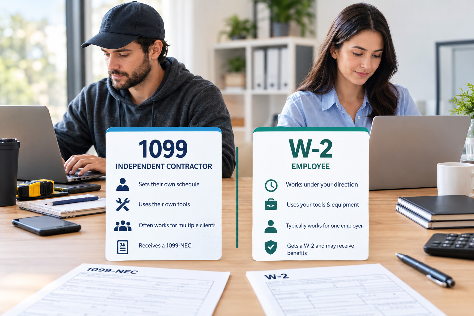 1099 vs W2 worker classification comparison for small business
